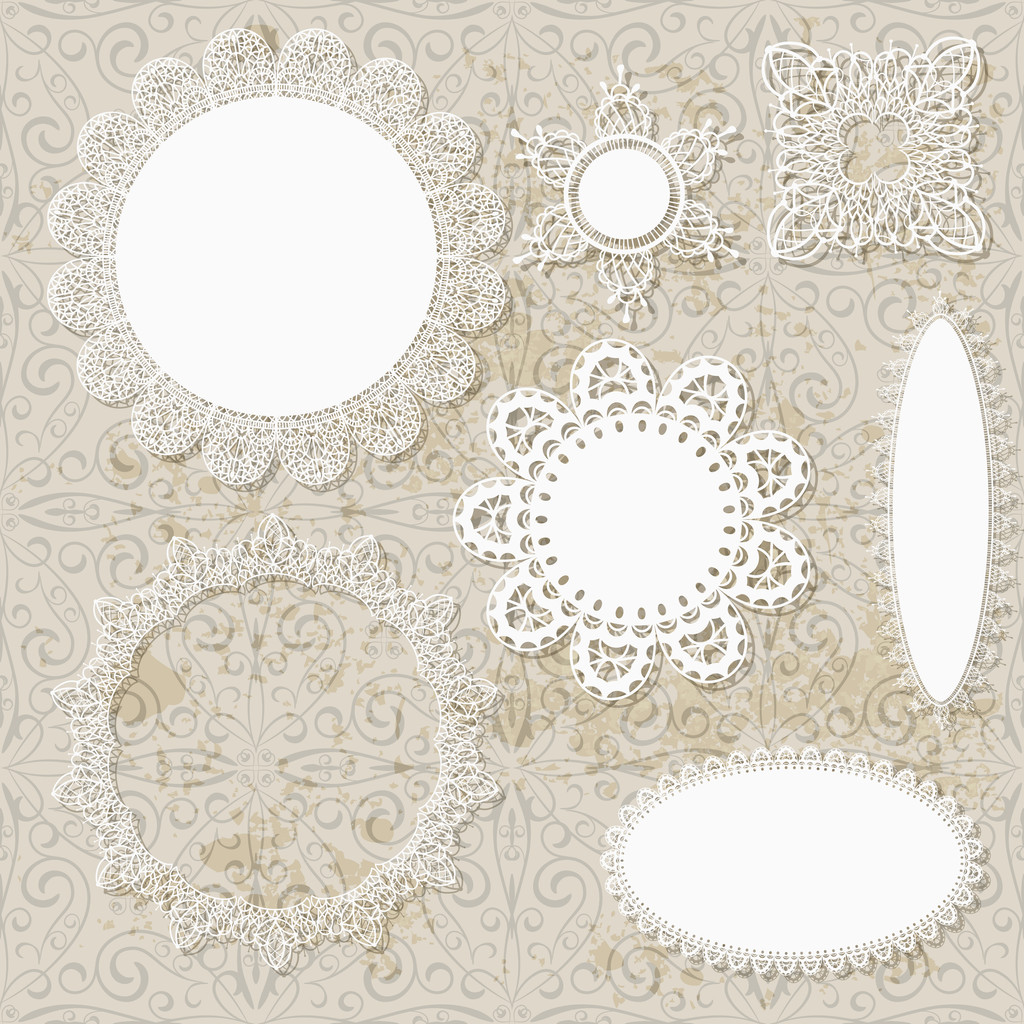 Patrones de diseño de servilletas de encaje vectorial en grungy sin costuras
 - Vector, imagen