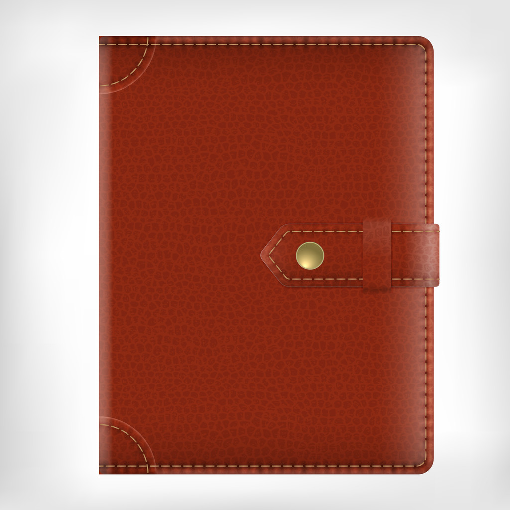 Realistic vector leather diary book cover - Vector, Image