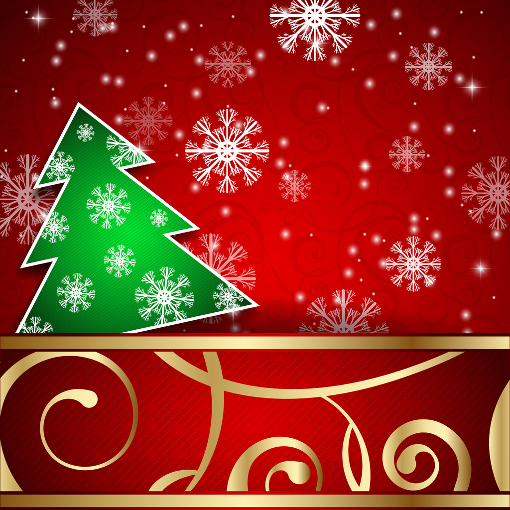 Kerstboom horizontale briefkaart - Vector, afbeelding