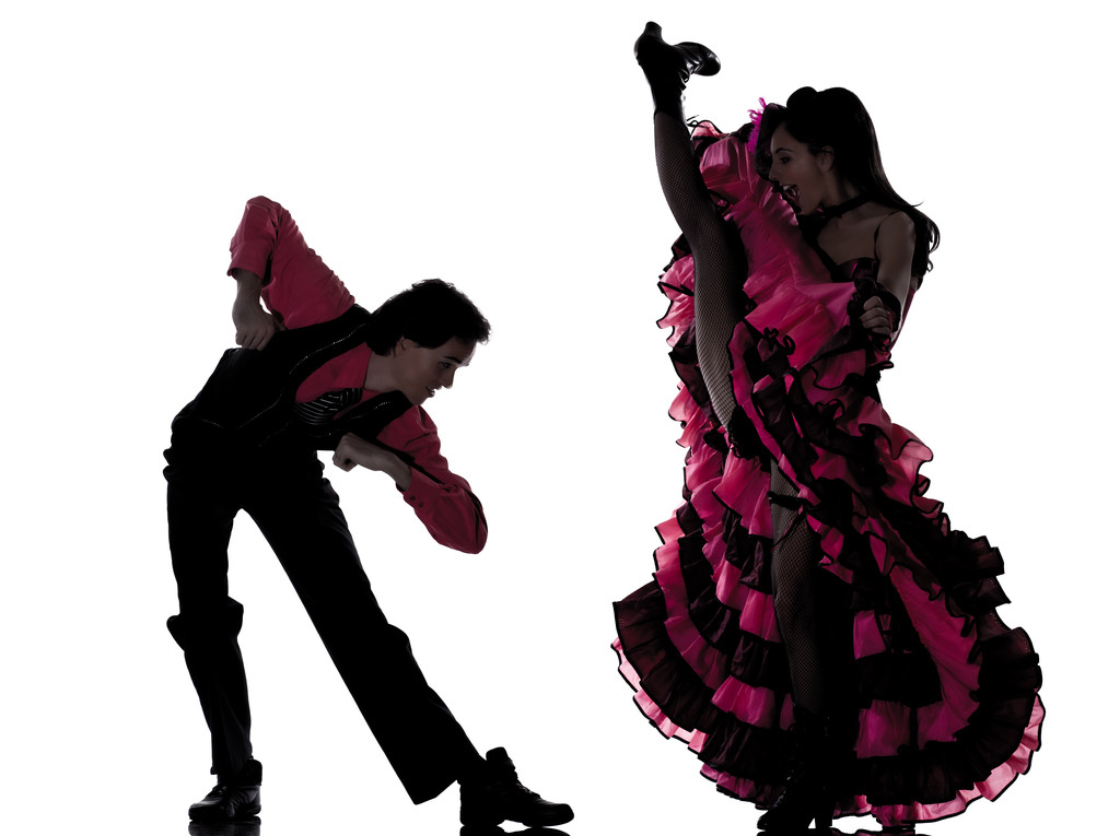 Casal homem mulher dançarina dança francês cancan
 - Foto, Imagem