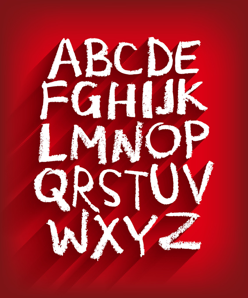 Handwritten English alphabet and a red background - Vector, Image