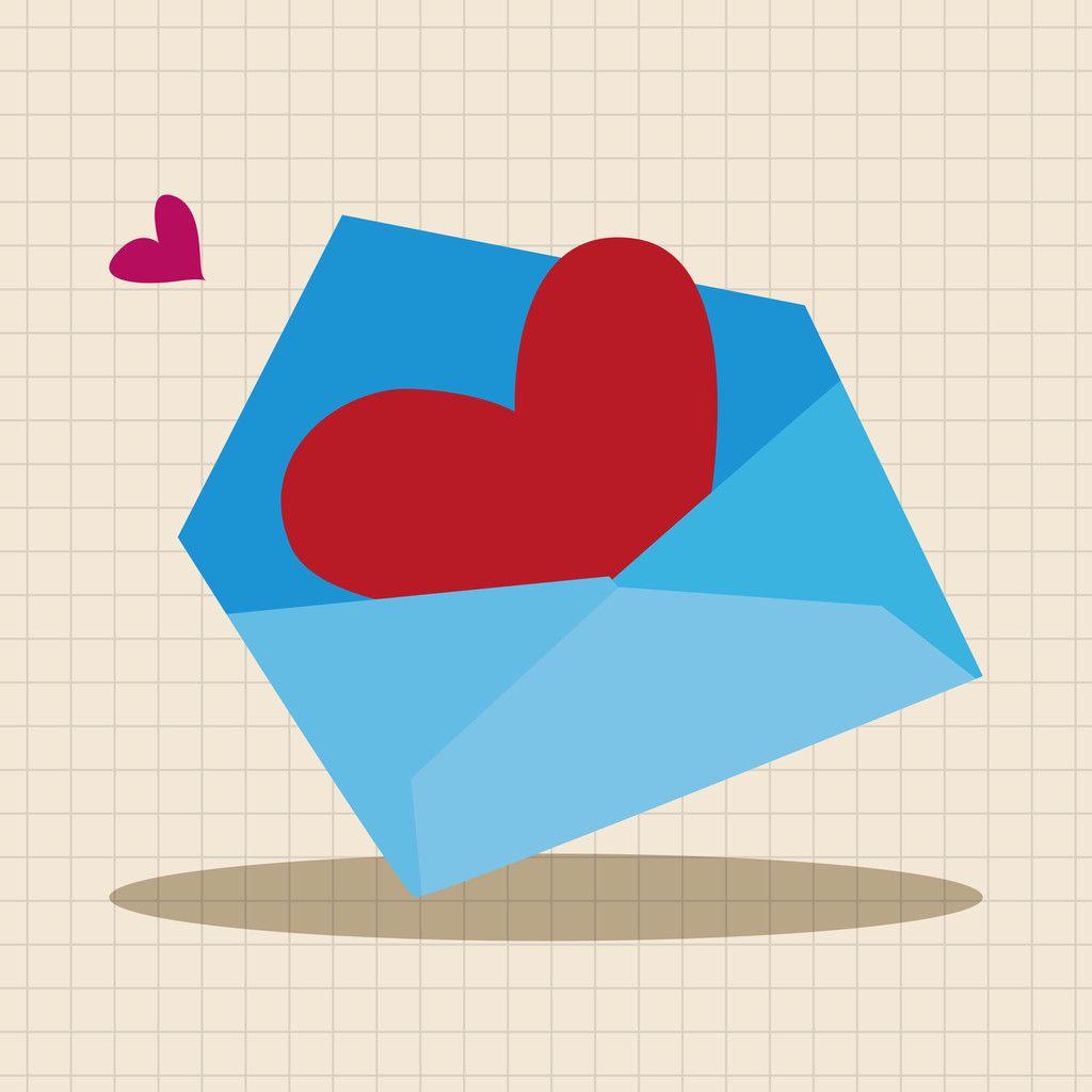 Valentine's day love letter flat icon elements background,eps10 - Vector, Image