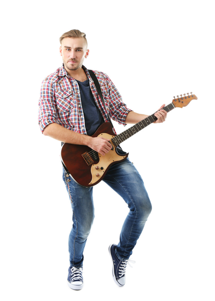 Молодой музыкант с гитарой
 - Фото, изображение