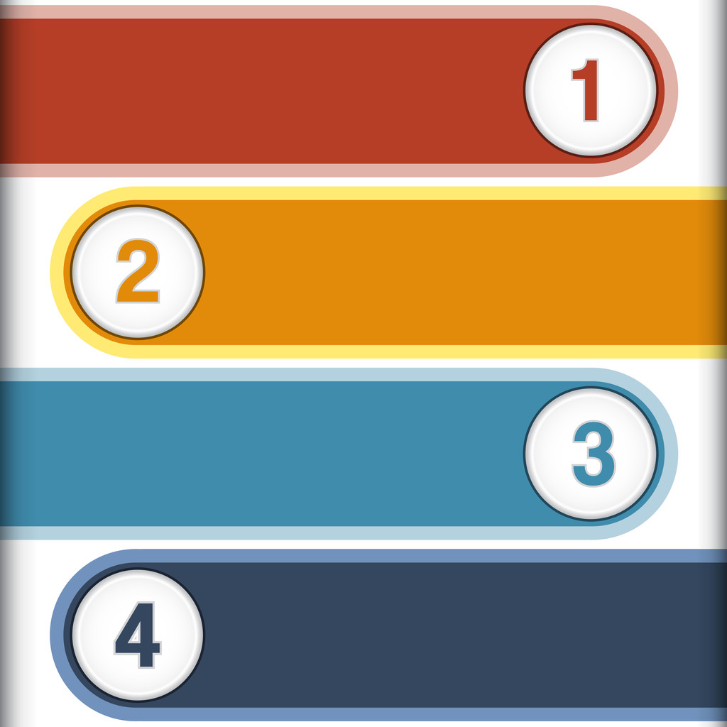 4 tiras multicoloridas numeradas
 - Foto, Imagem