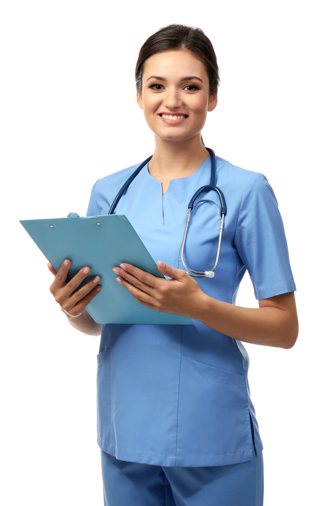 Χαμογελώντας ιατρός κρατώντας ένα φάκελο - Φωτογραφία, εικόνα