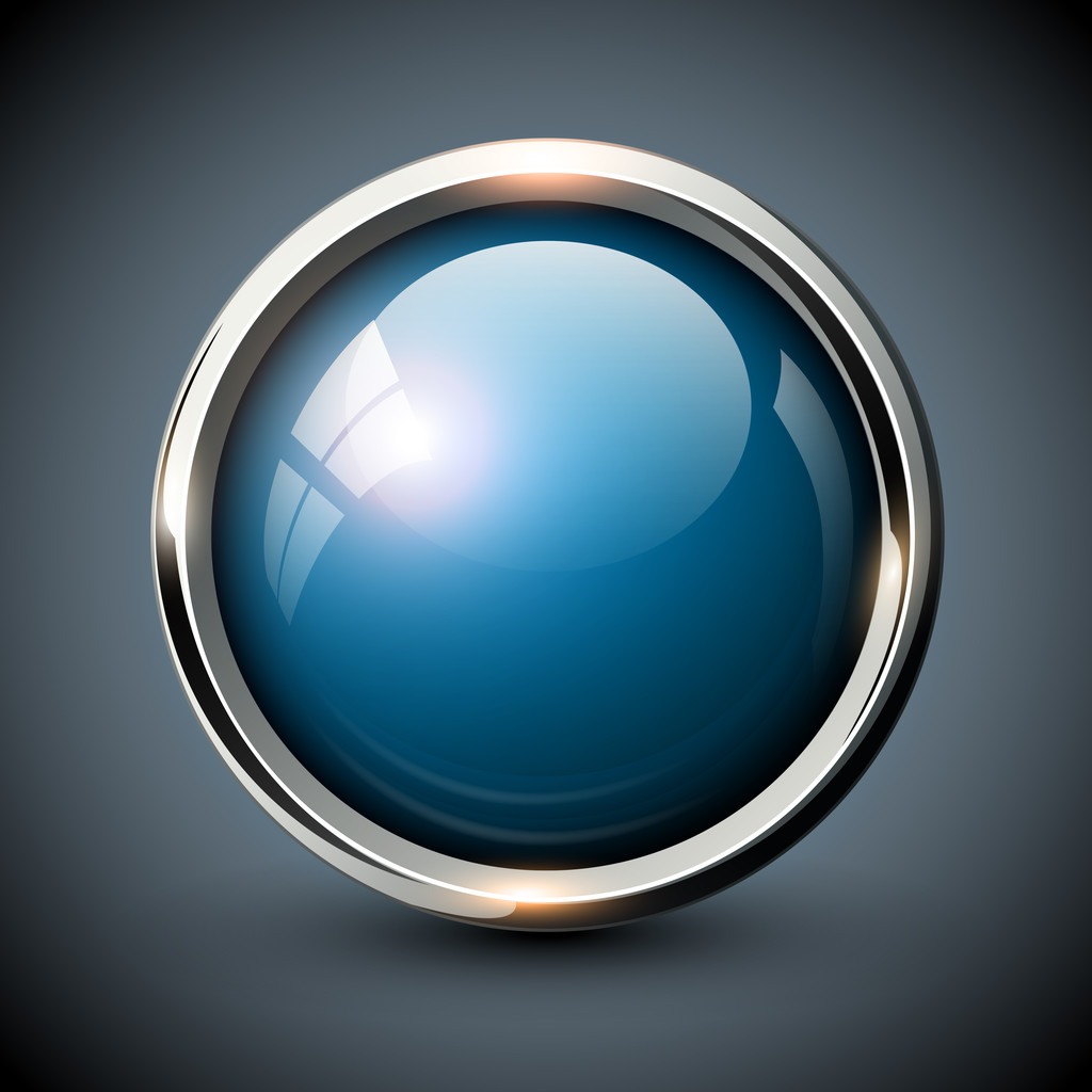 Blue shiny button - Vector, Image