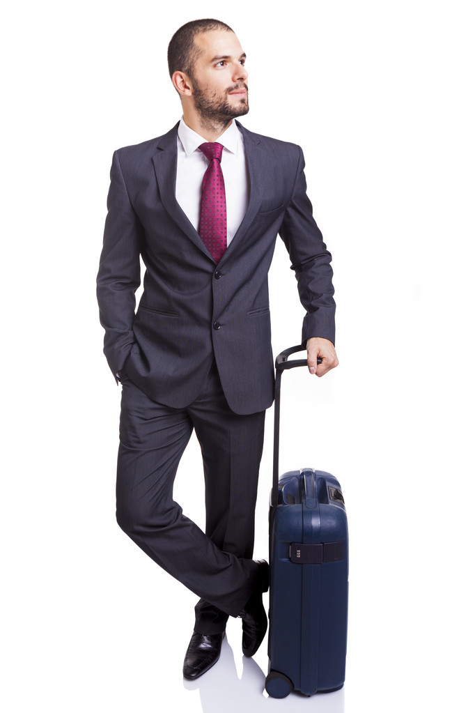 Homme d'affaires debout avec valise
 - Photo, image