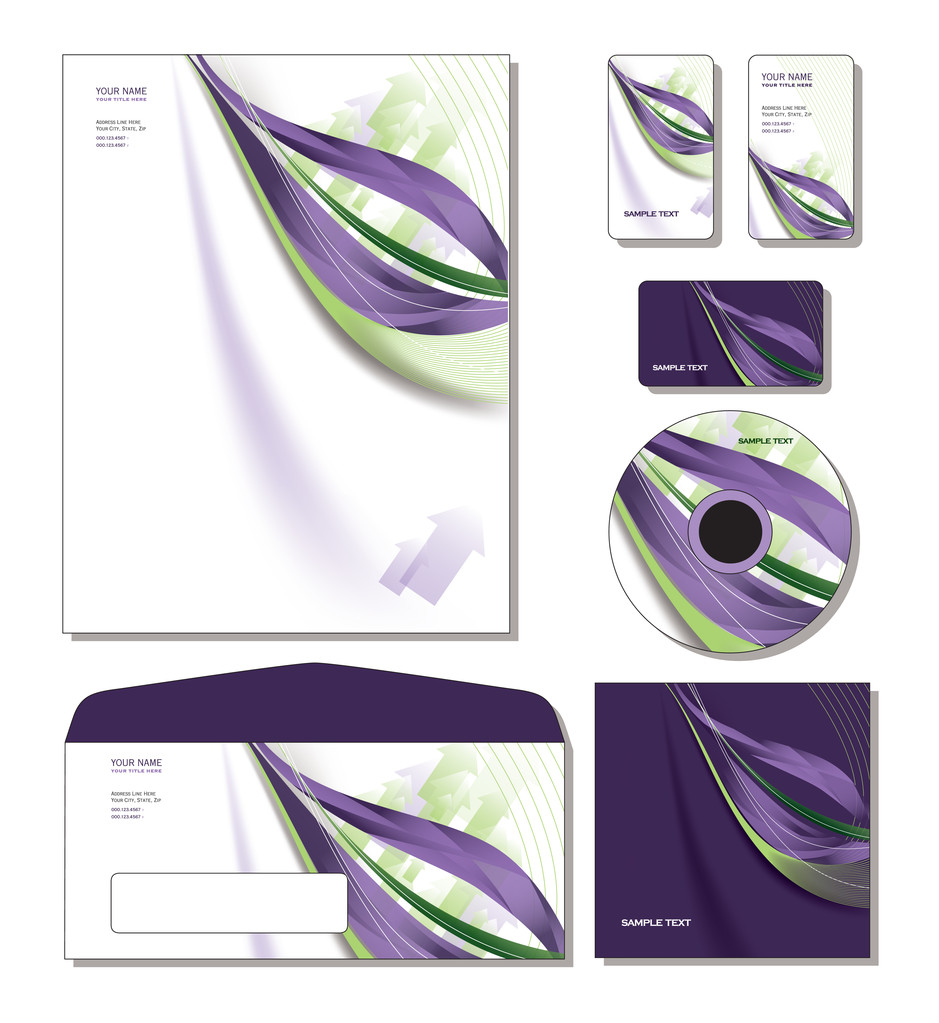 εταιρική ταυτότητα πρότυπο φορέα - επιστολόχαρτο, λεωφορείο. και κάρτες δώρων, cd. - Διάνυσμα, εικόνα