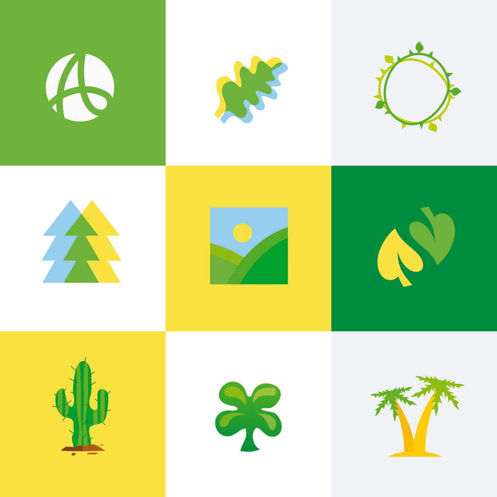 Nature eco icons set - Vector, Image