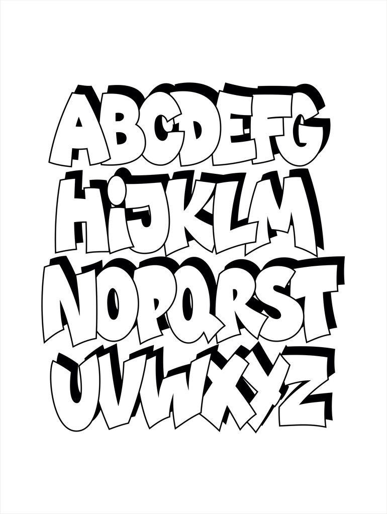 Comic-Graffiti-Schrift Alphabet. Vektor - Vektor, Bild