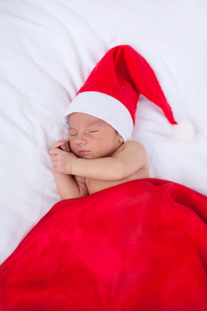 Wenskaart met pasgeboren santa - Foto, afbeelding