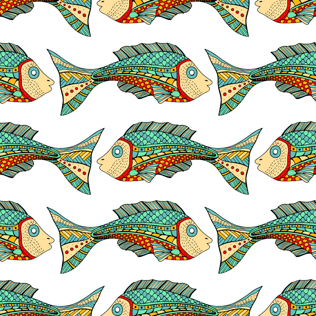 Zentangle ψάρια φόντο - Διάνυσμα, εικόνα