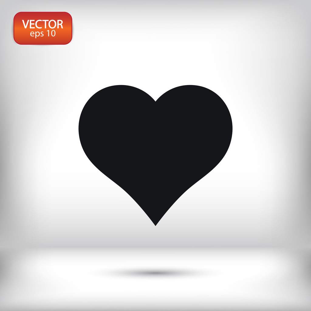 Ícone do coração, design plano
 - Vetor, Imagem