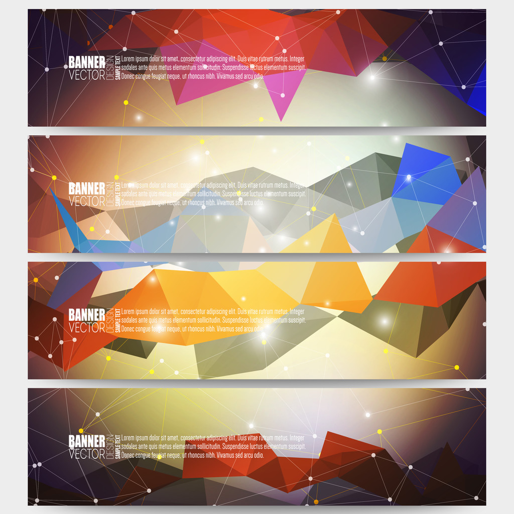 Set of modern vector banners. Abstract multicolored background. Scientific digital design, science illustration - Vector, Image