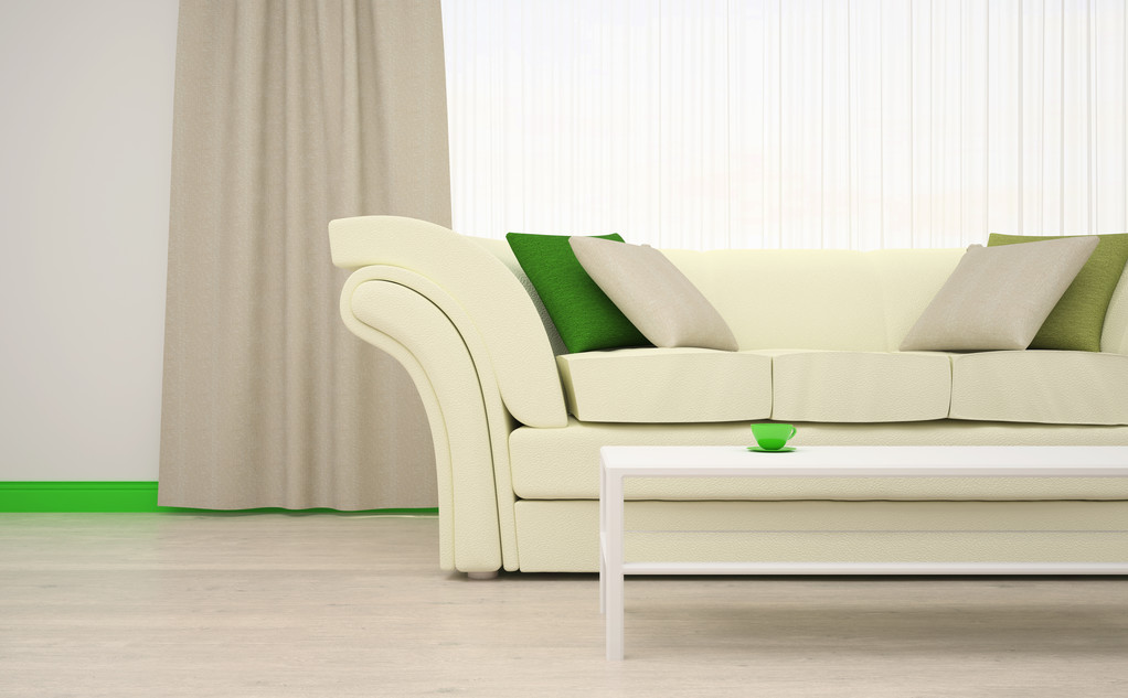 Teil des Wohnzimmers in weißen und grünen Farben. - Foto, Bild