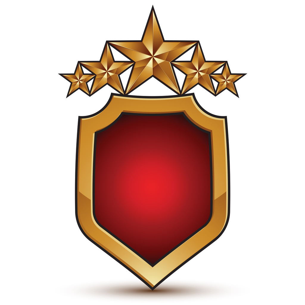 shield with five stars - Vector, Image