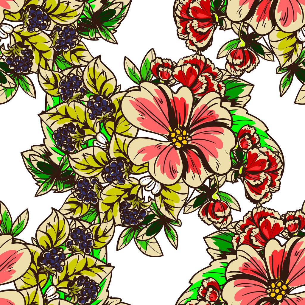 bloemen naadloos patroon - Vector, afbeelding