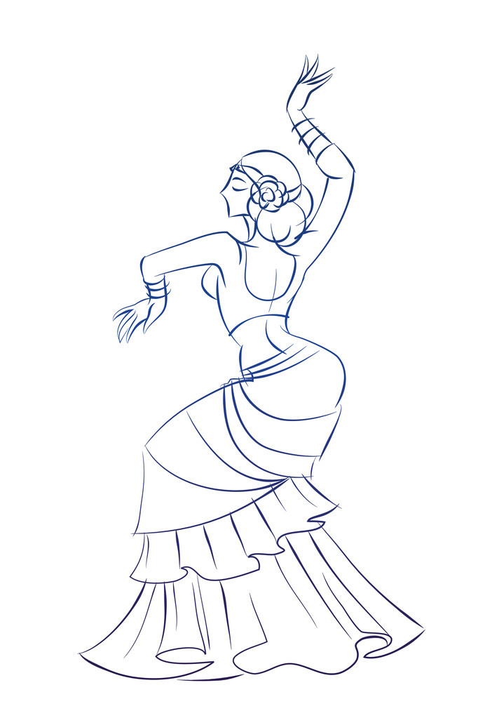 Belly Dancer figure geste croquis ligne dessin
. - Vecteur, image
