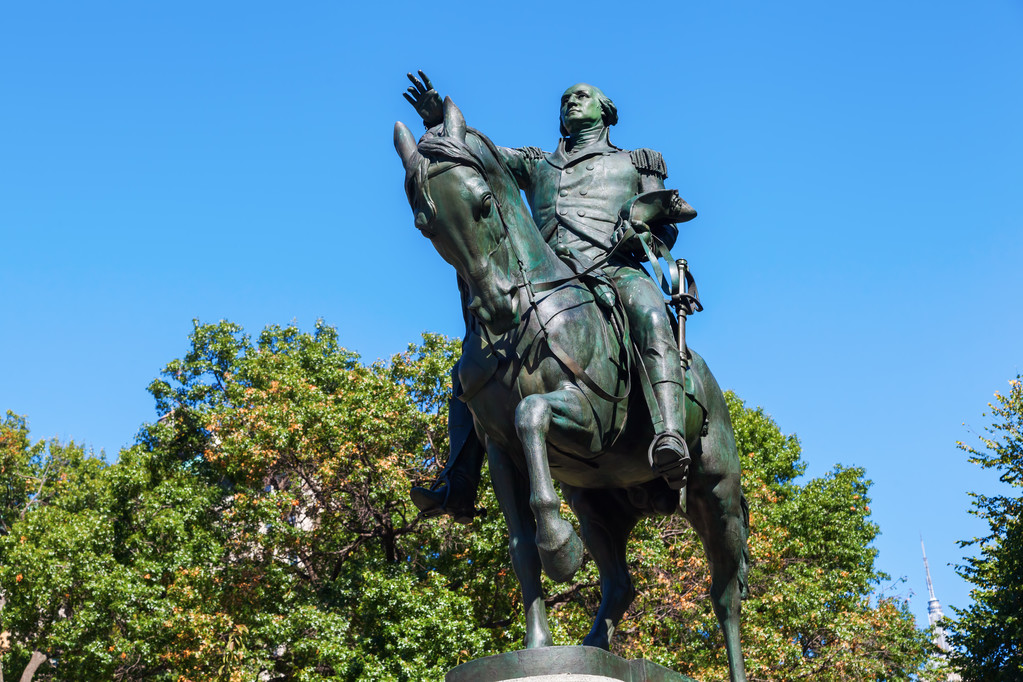 Історична кінна статуя президента США Джорджа Вашингтона на Юніон-сквер, Манхеттен, Нью-Йорк - Фото, зображення