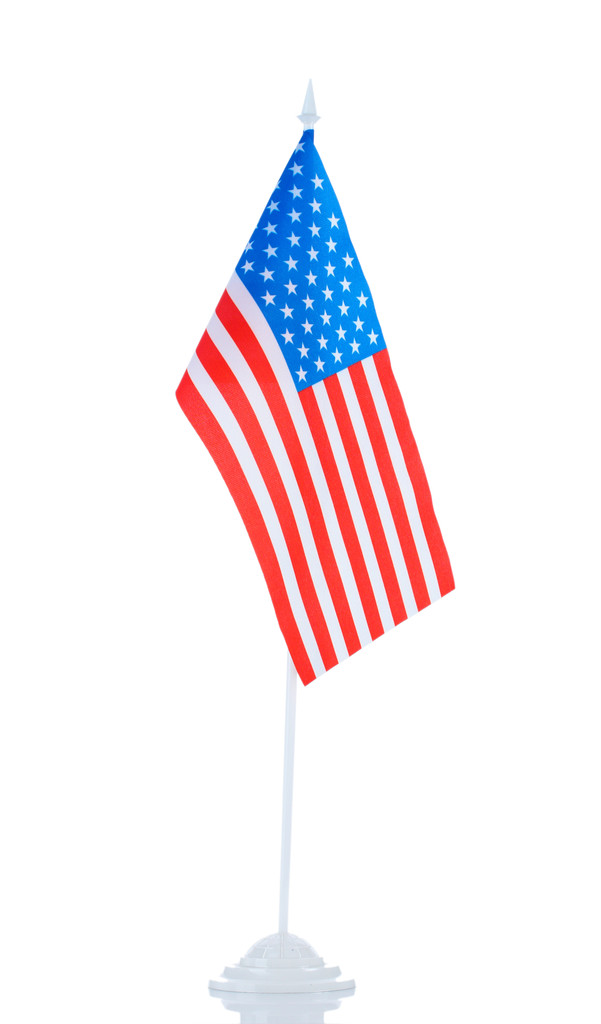 Bandiera americana sul cavalletto isolato su bianco
 - Foto, immagini