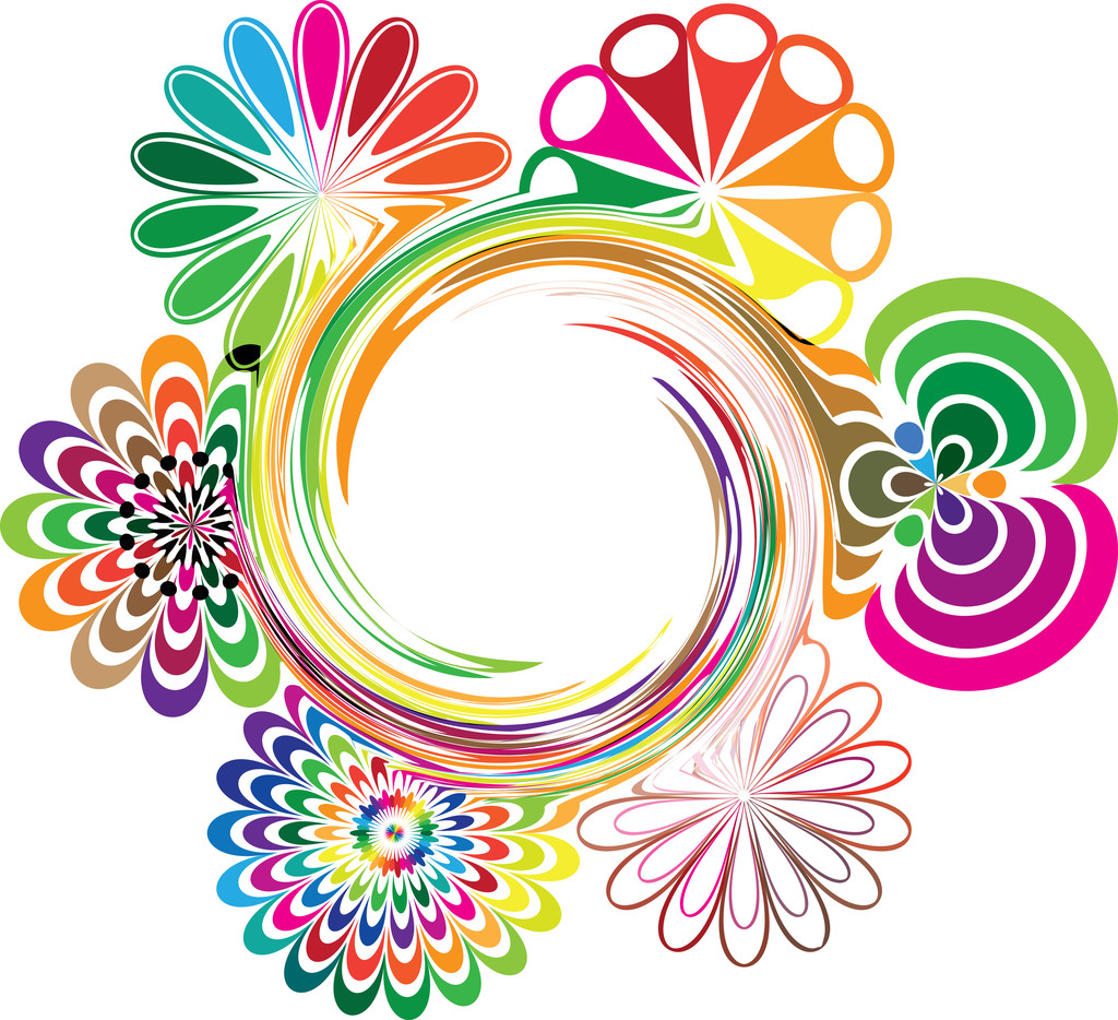 Abstract flowers illustrations - Vector, Image