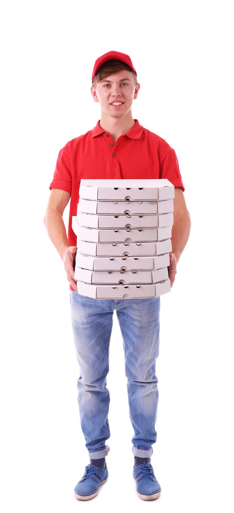 Хлопчик з коробками для піци
 - Фото, зображення