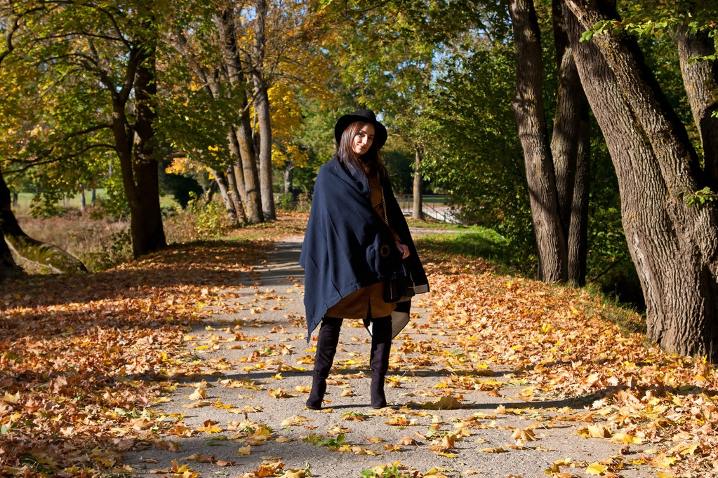 Красивая женщина в парке осенью
 - Фото, изображение