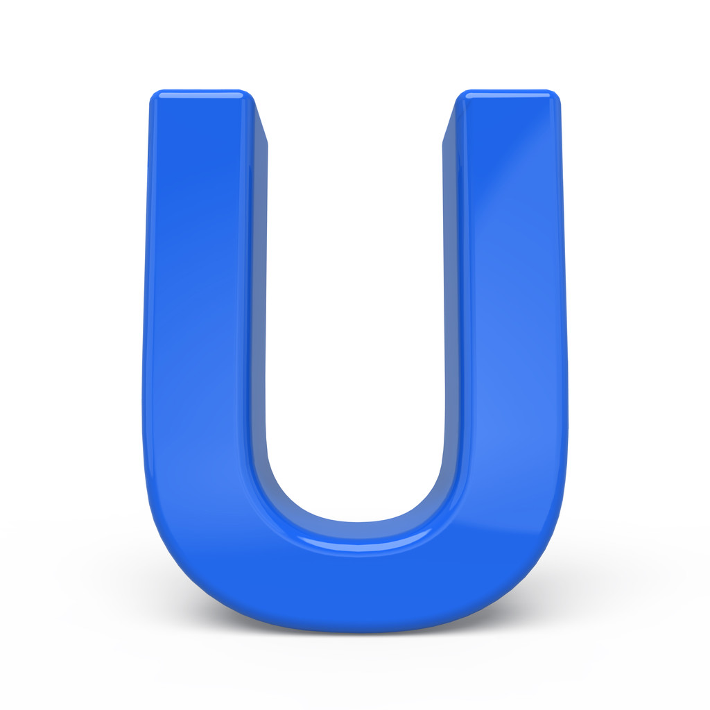 3D parlak mavi harf U - Fotoğraf, Görsel