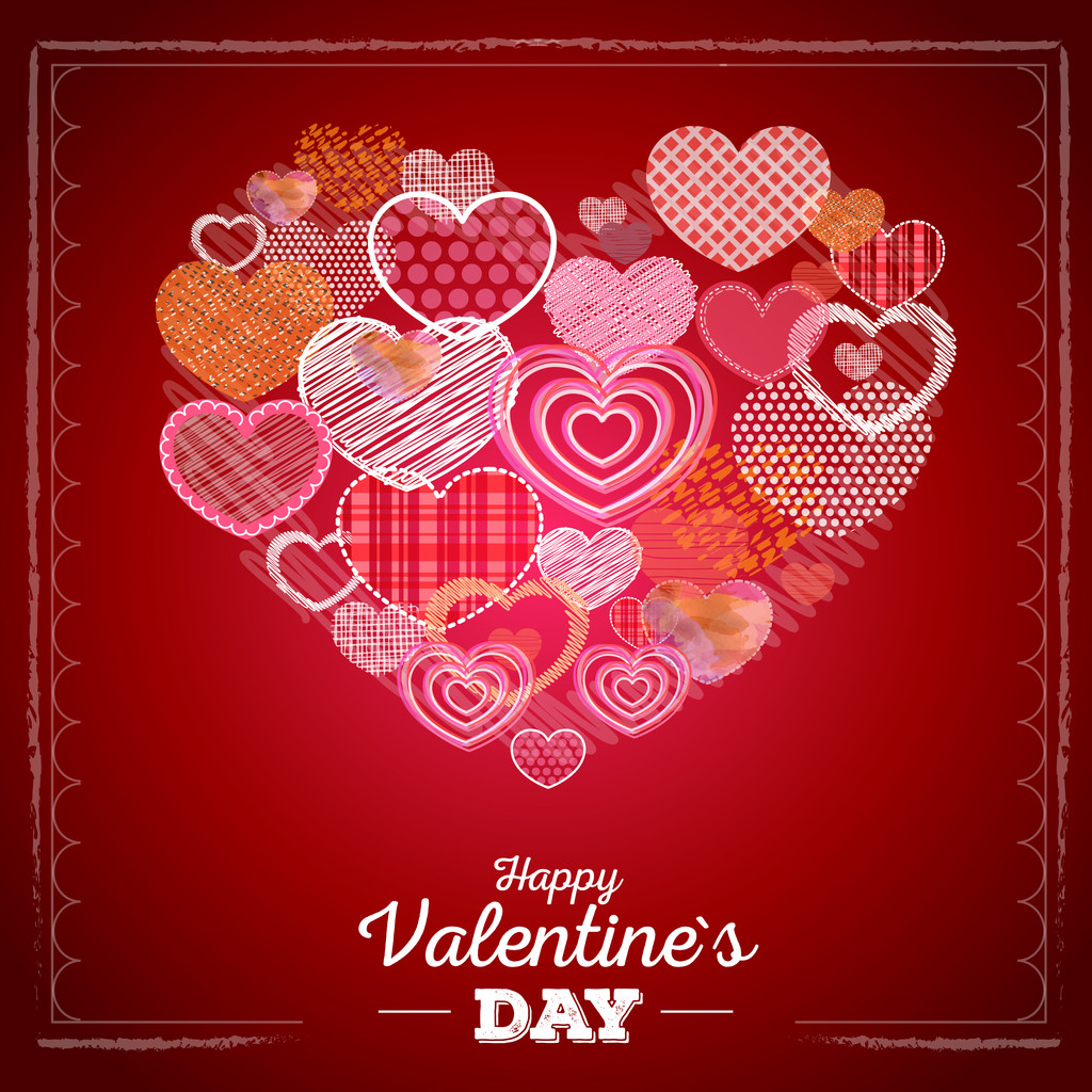Sevgililer günü kartı sevgi kalpleri ile - Vektör, Görsel