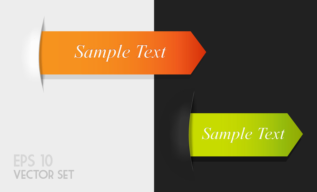 Set of orange and green origami ribbon for your text. - Vector, Image