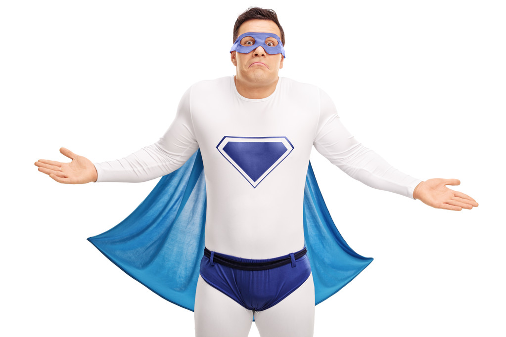 Superheld mit blauem Umhang verwechselt  - Foto, Bild