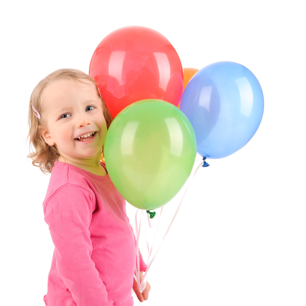 Tyttö ilmapalloja - Valokuva, kuva