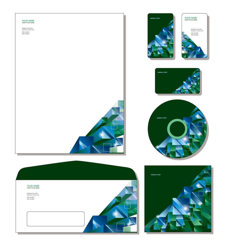 Plantilla de identidad corporativa Vector - membrete, tarjetas de visita, cd, cubierta de cd, sobre
. - Vector, Imagen