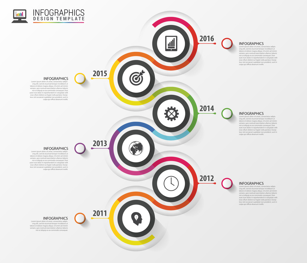Timeline infographics template. Colorful modern design. Vector illustration - Vector, Image