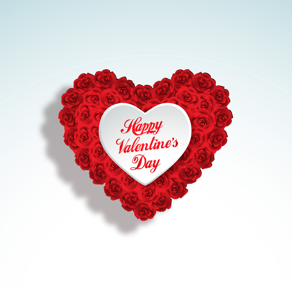 Corazón de San Valentín hecho de rosas
 - Vector, imagen