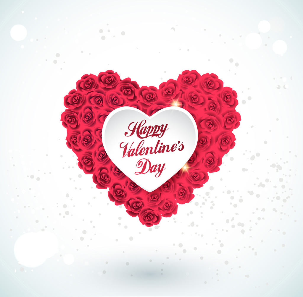 Valentine hart gemaakt van rozen - Vector, afbeelding