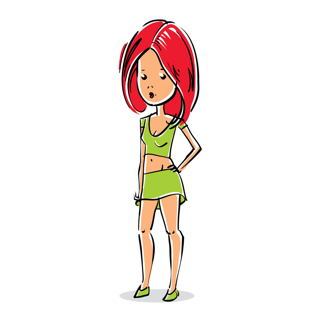 beautiful red-head lady - Διάνυσμα, εικόνα