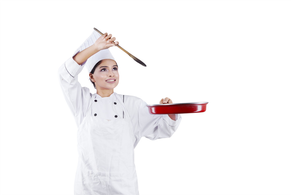 Žena šéfkuchař Pan a lžíce - Fotografie, Obrázek