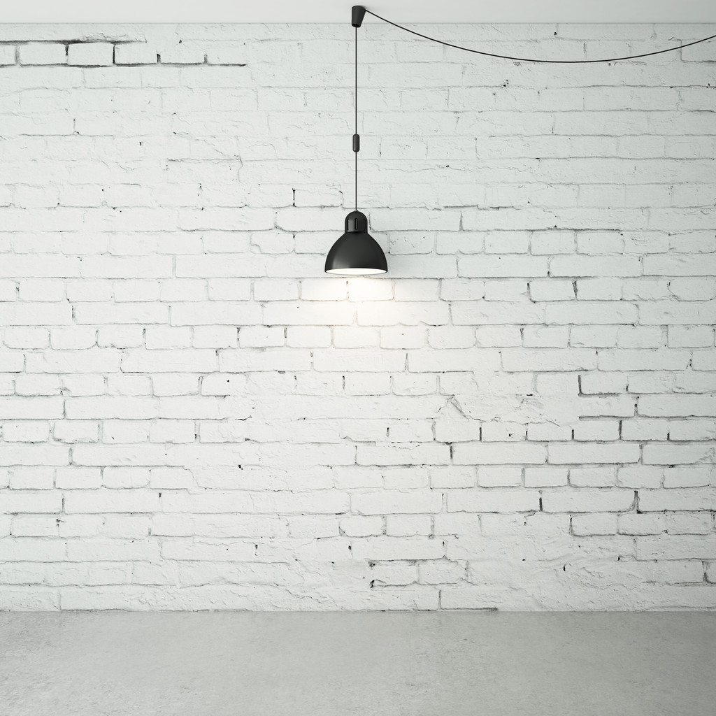Pokój cegły z lampy sufitowe - Zdjęcie, obraz
