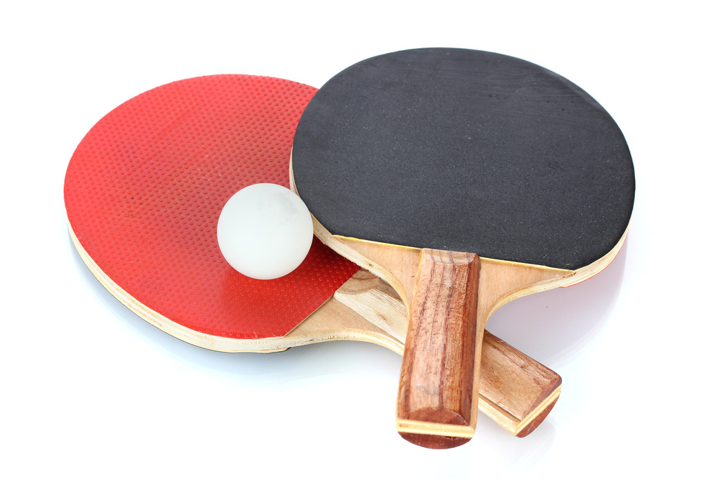 Ping-pong rackets and ball, isolated on white - Photo, Image