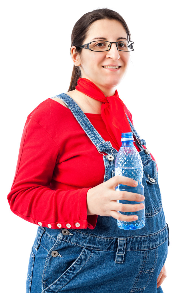 těhotná žena s lahví vody - Fotografie, Obrázek