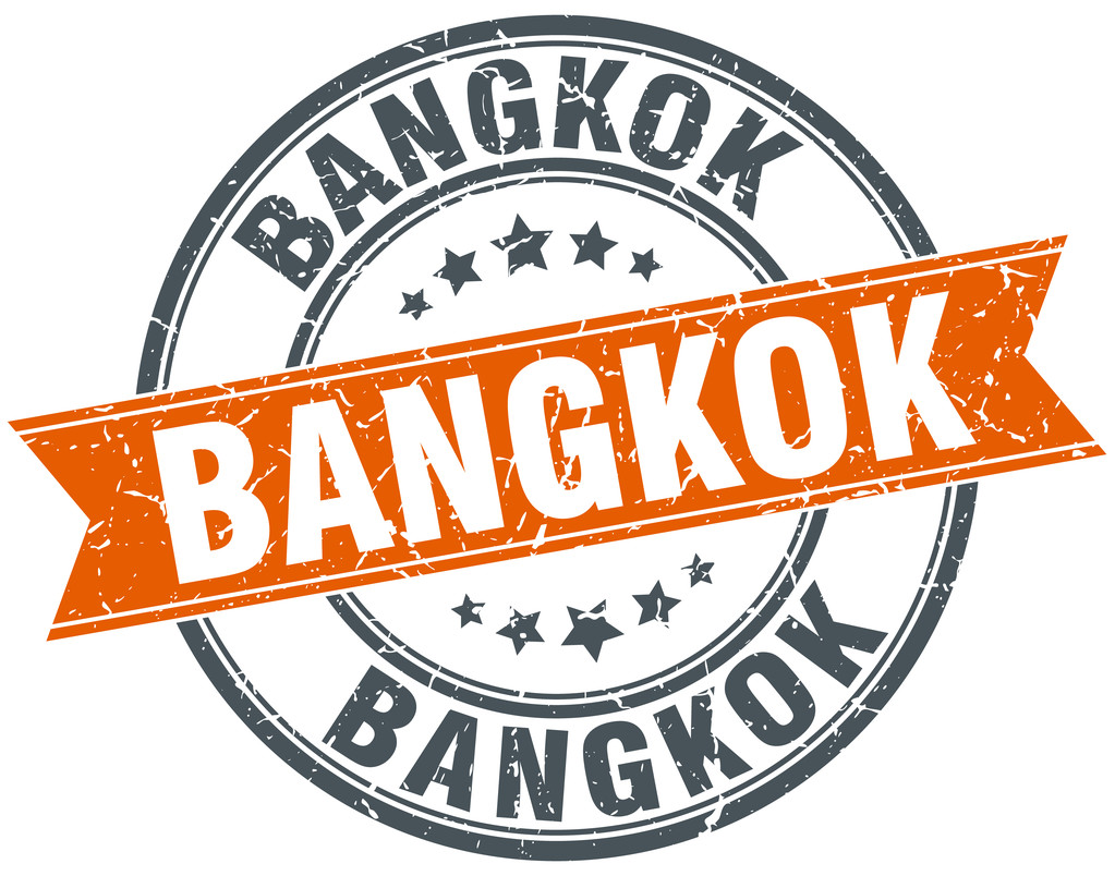 Bangkok kırmızı yuvarlak grunge vintage şerit damgası - Vektör, Görsel