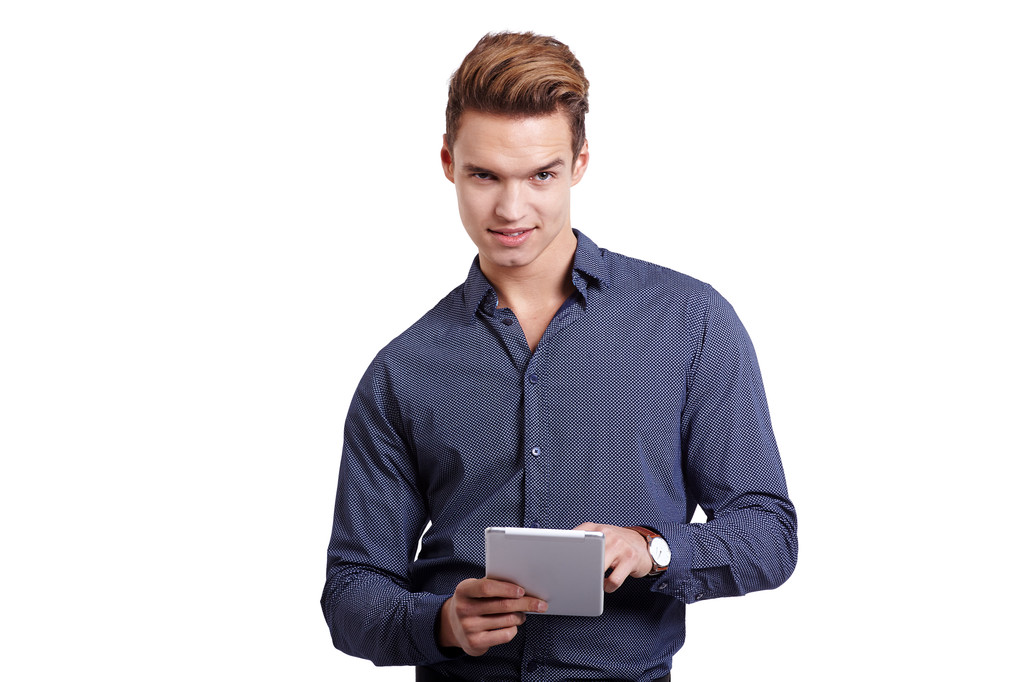 jonge zakenman met Tablet PC - Foto, afbeelding