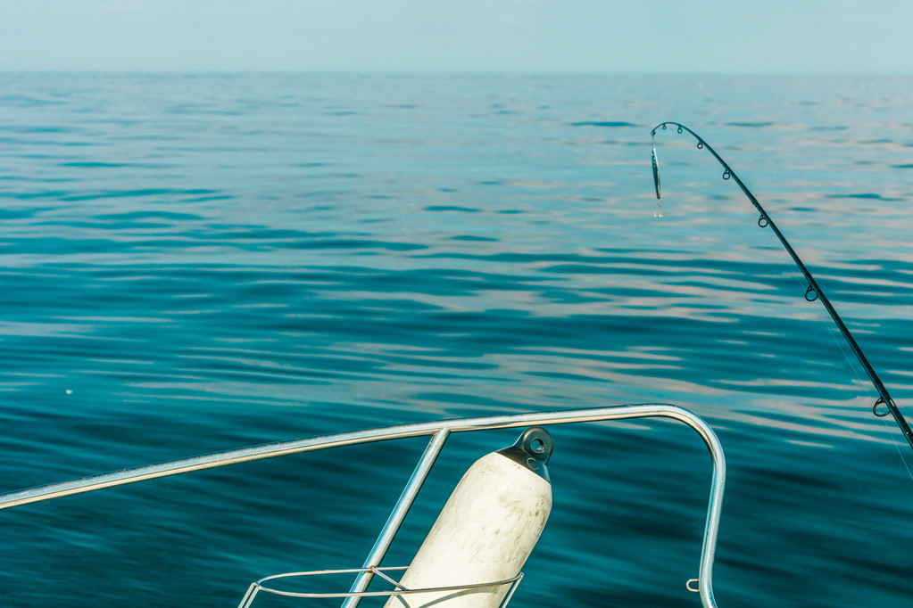 zoutwatervissen - staaf met wiebelaar en blauw zeewater - Foto, afbeelding