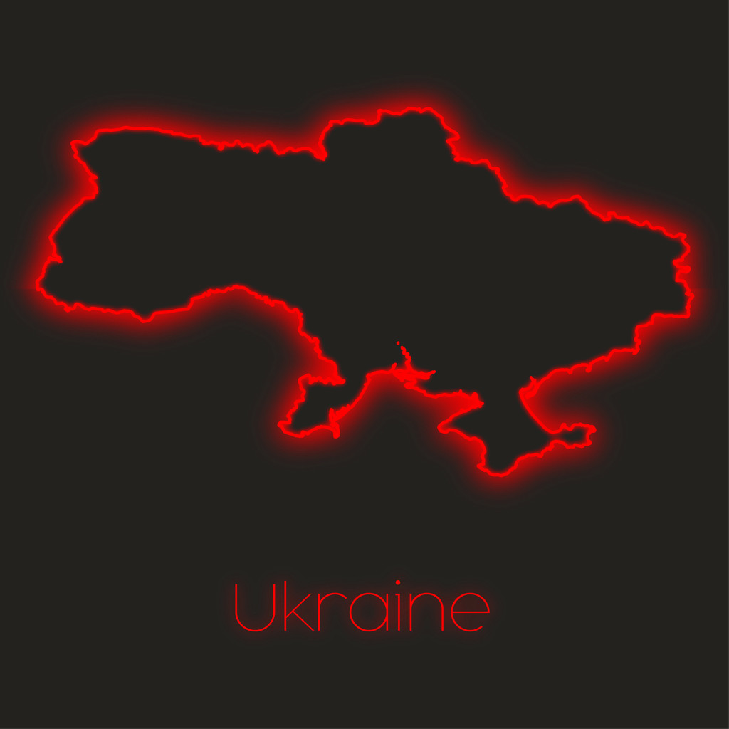 Неоновые очертания Украины
 - Фото, изображение