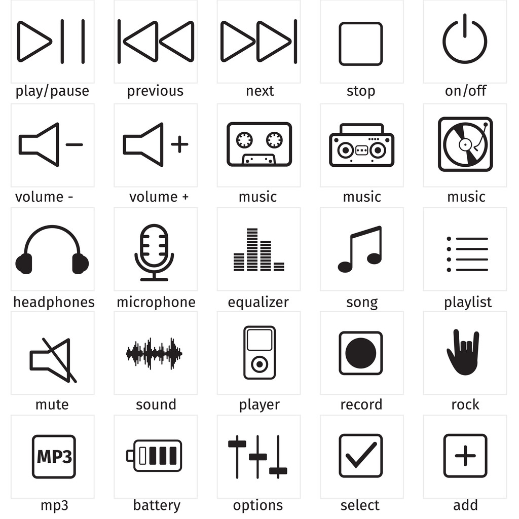 Zestaw prostych ikon audio - Wektor, obraz
