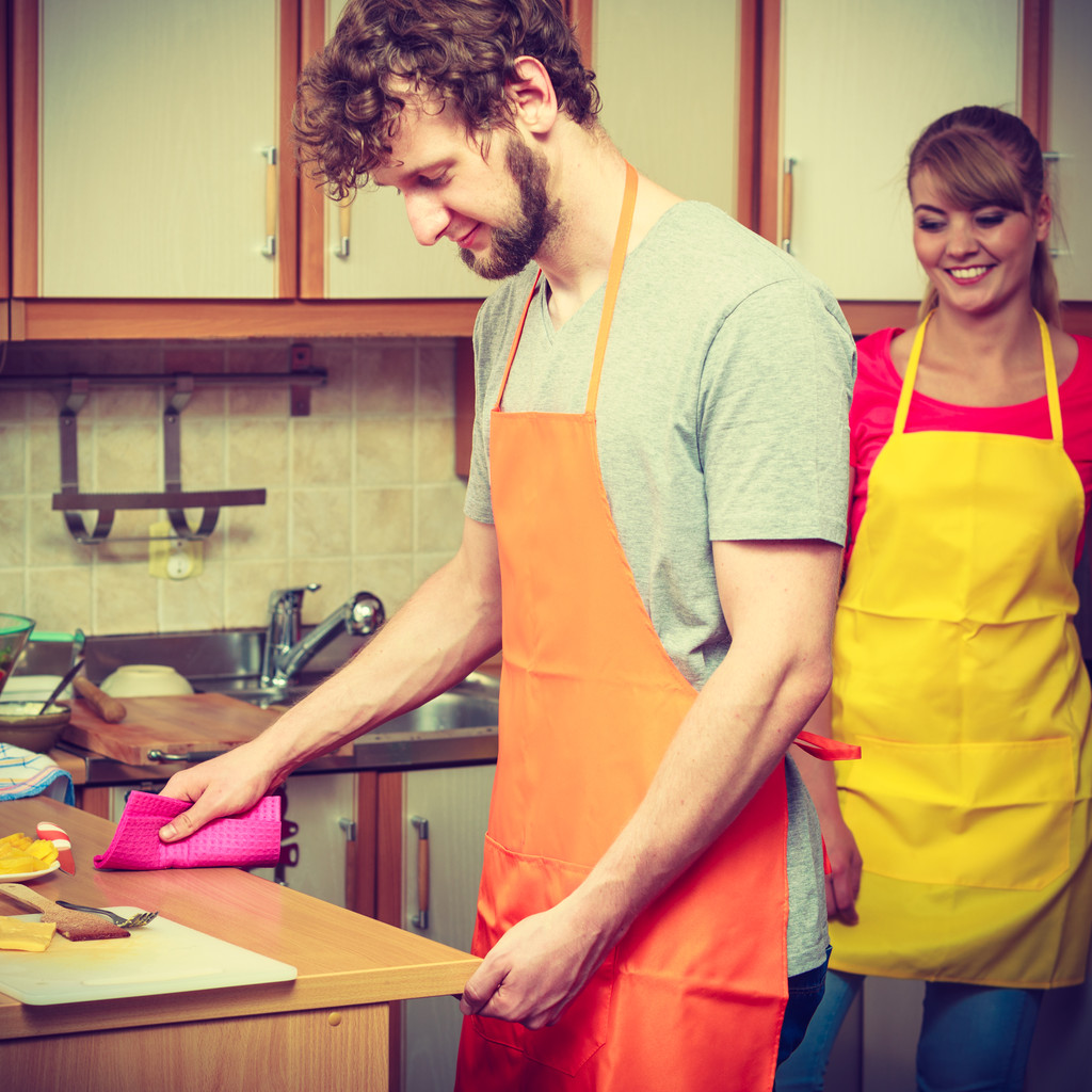 Couple woman and man cooking in kitchen. - Photo, Image