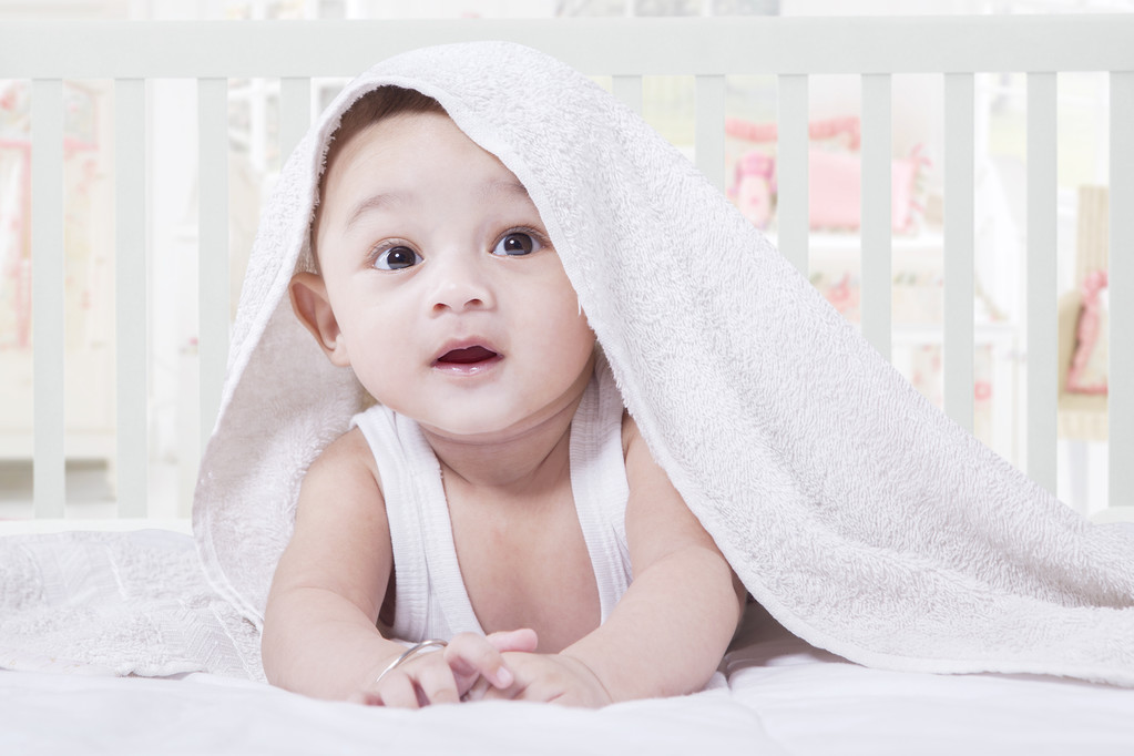 Sweet Baby Crawling on The Bedroom - Photo, Image