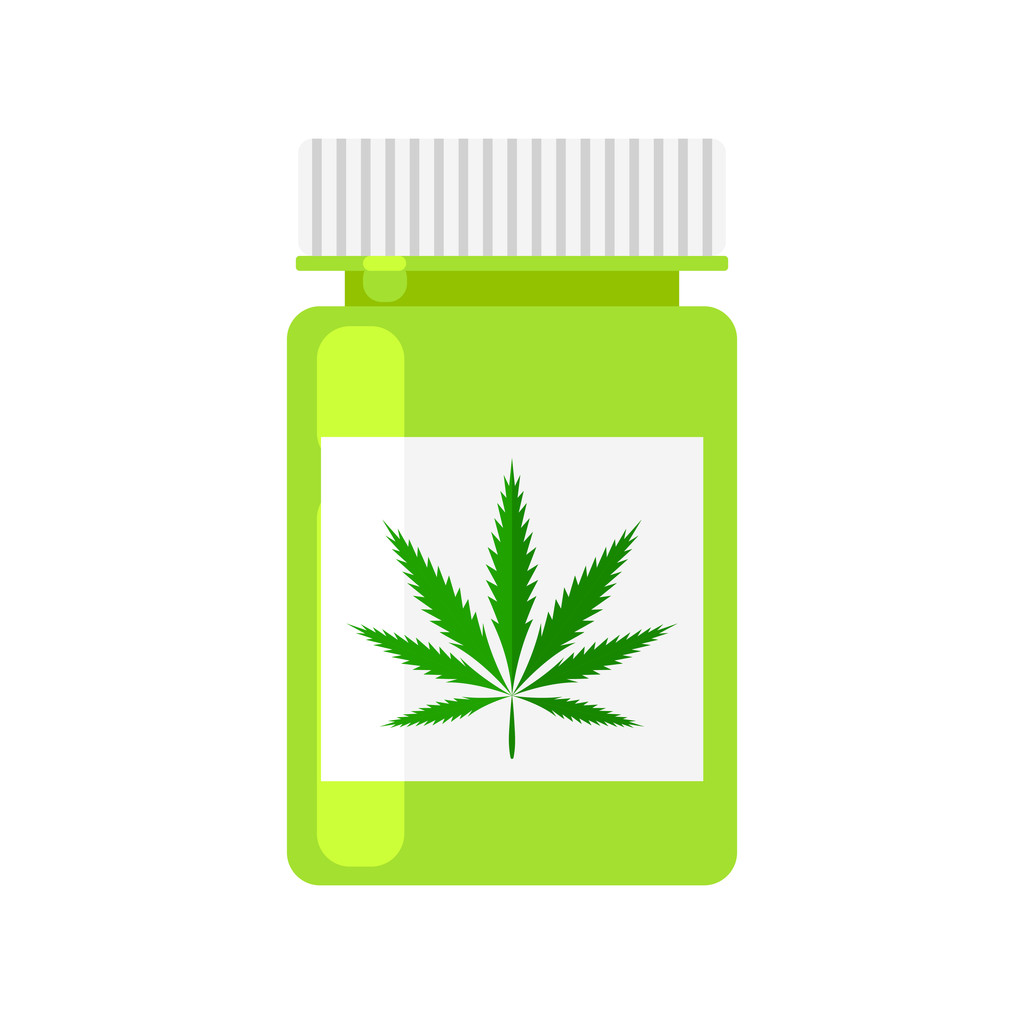 Medicine cannabis bottle. - Vector, Image