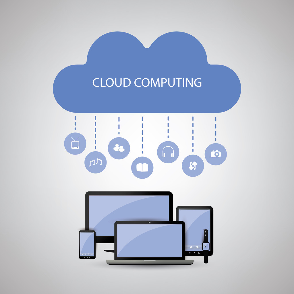 Cloud Computing conceptontwerp met pictogrammen - Vector, afbeelding